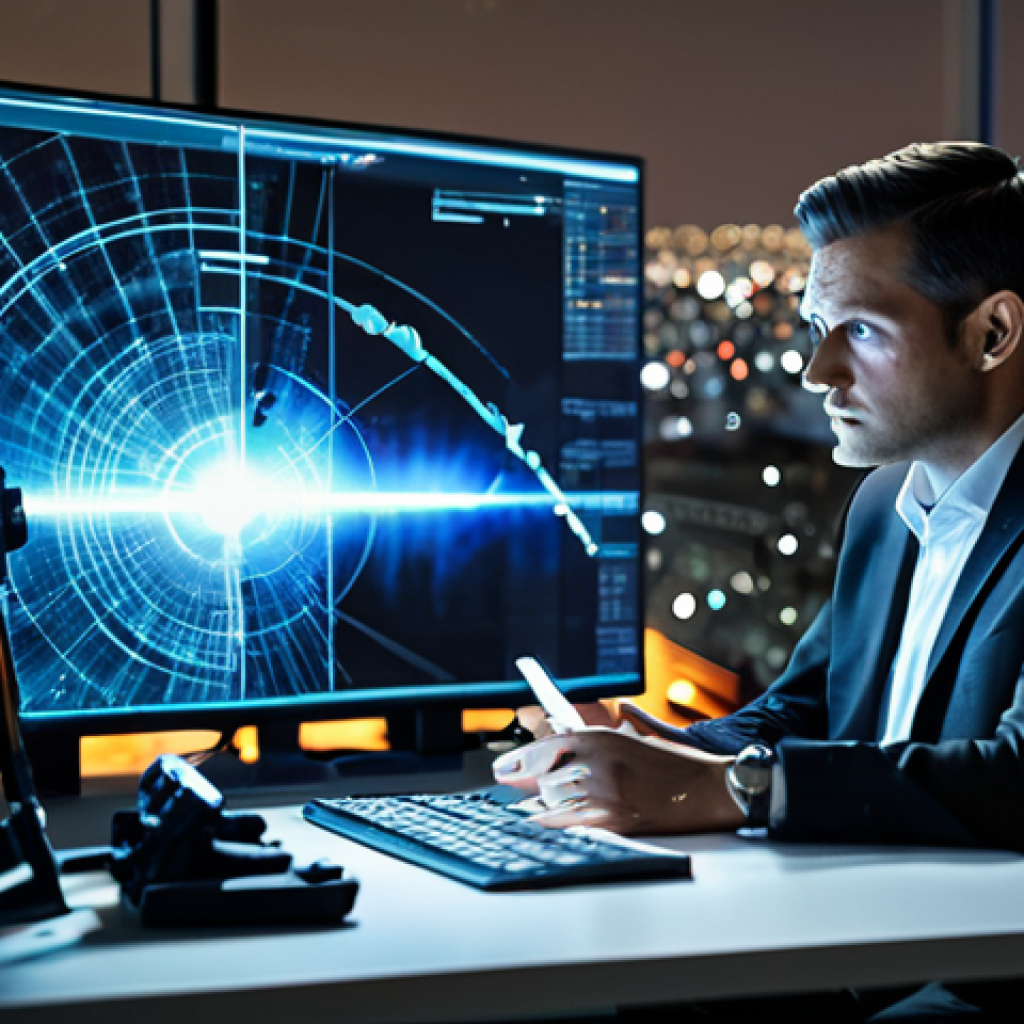 Ethical Dilemma**
"A concerned-looking person, fully clothed in professional attire, sitting at a desk with holographic projections of autonomous weapons and data streams swirling around them. The background is a blurred cityscape. The scene evokes a sense of moral conflict between technological advancement and human values. Safe for work, appropriate content, professional, perfect anatomy, correct proportions, well-formed hands, proper finger count, natural pose, high quality."
**