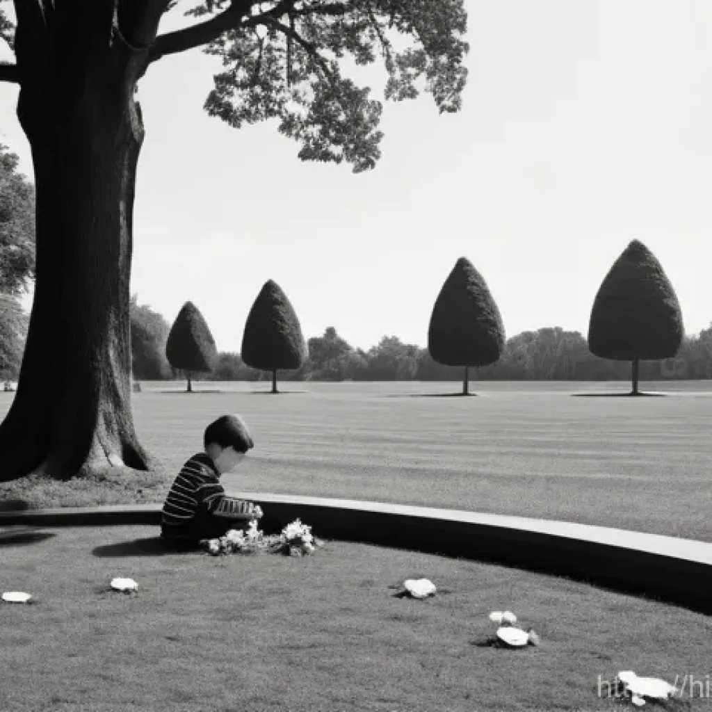 전술 핵무기 사용 가능성 - **Prompt:** "A solemn and serene black and white photograph depicting a remembrance park. In the for...