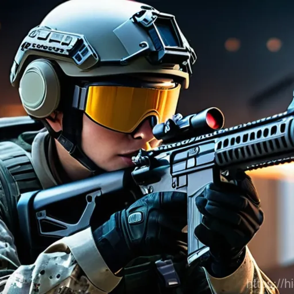 군용 소총 종류 - **Prompt:** A highly detailed image of a modern soldier, either male or female, in a sleek, futurist...