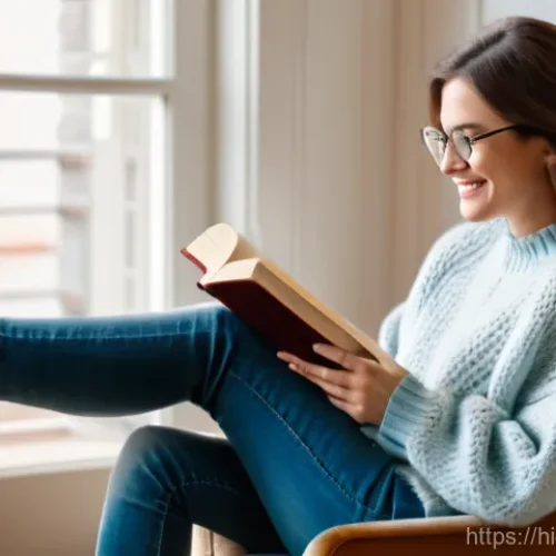 Home 25 전차 대 전차 전투 사례 - A young woman (mid-20s) with long, wavy brown hair, wearing a comfortable, oversized cream-colored k...