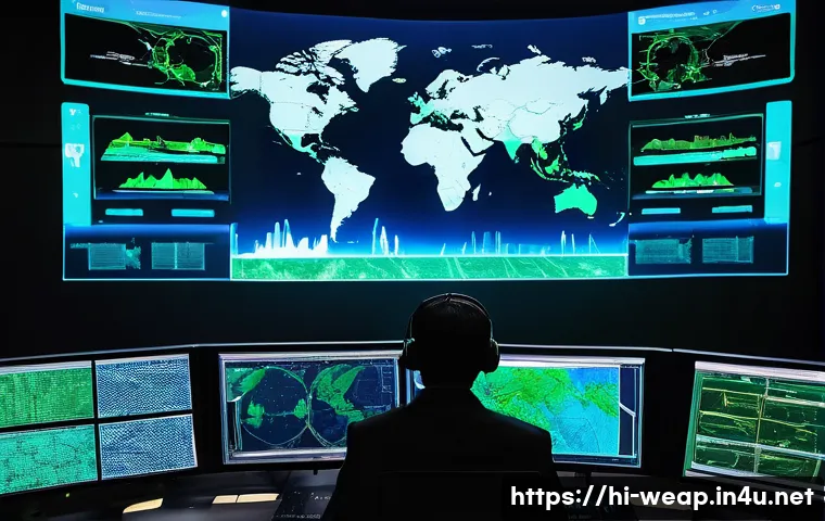 대량살상무기 WMD 감시 기술 - **Prompt 1: Global WMD Surveillance Network**
"A sophisticated, futuristic control center pulsat...